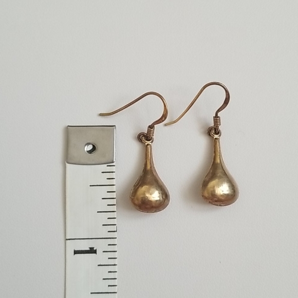 Gold Tone Teardrop Earrings - Picture 4 of 6